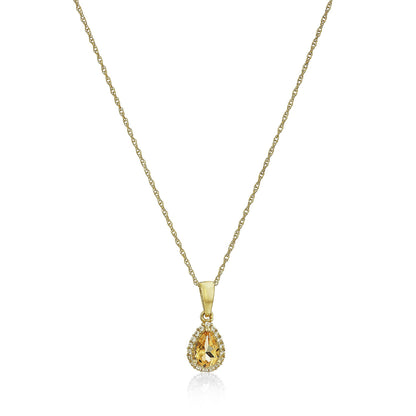 Gilded Lane 10K Gold Gem & Created White Sapphire Halo Pendant