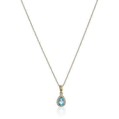 Gilded Lane 10K Gold Gem & Created White Sapphire Halo Pendant