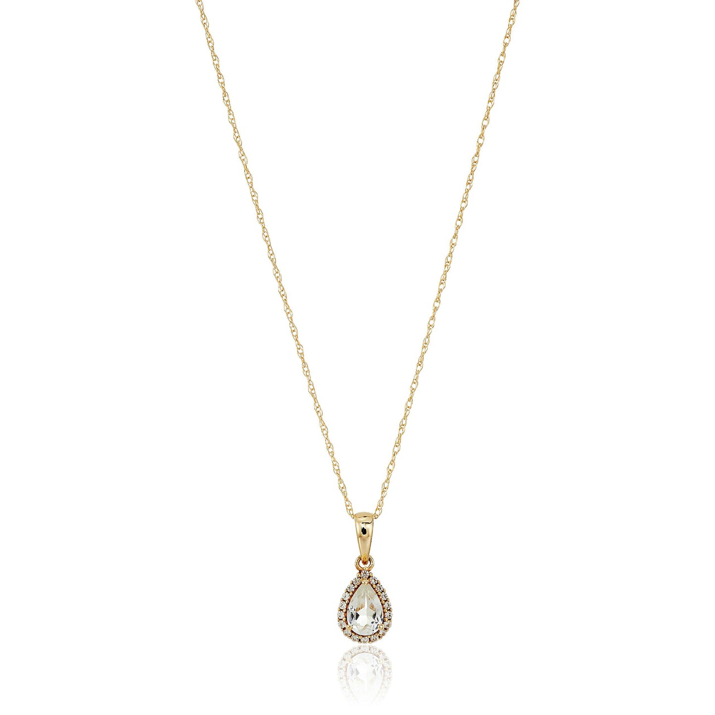 Gilded Lane 10K Gold Gem & Created White Sapphire Halo Pendant