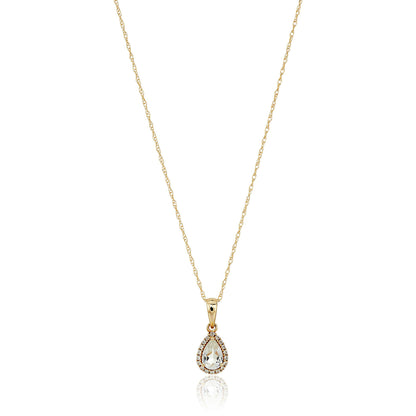 Gilded Lane 10K Gold Gem & Created White Sapphire Halo Pendant