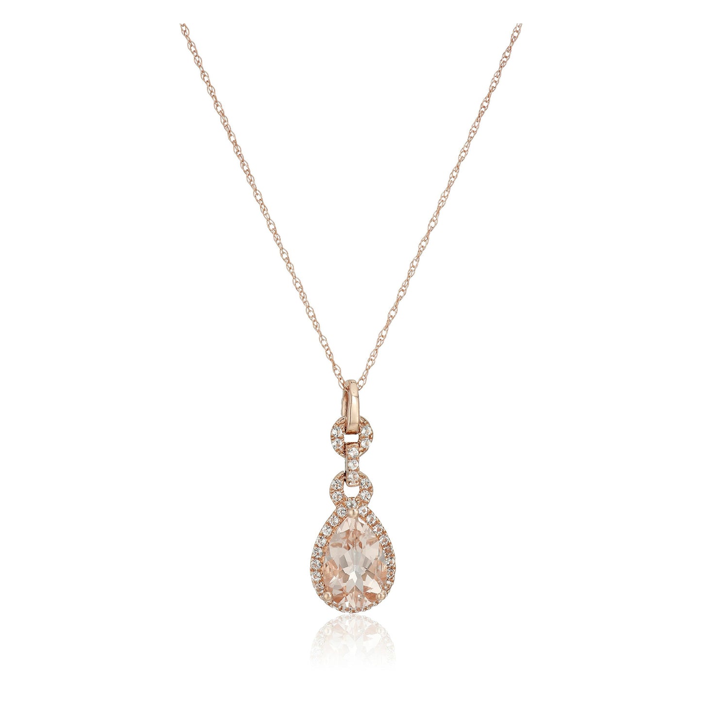 Gilded Lane 10K Gold 9x6mm Morganite & White Topaz Pendant