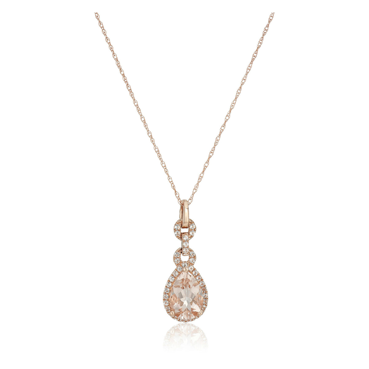 Gilded Lane 10K Gold 9x6mm Morganite & White Topaz Pendant