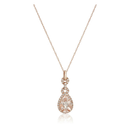 Gilded Lane 10K Gold 9x6mm Morganite & White Topaz Pendant