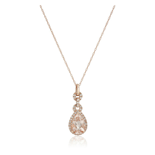 Gilded Lane 10K Gold 9x6mm Morganite & White Topaz Pendant