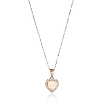 Gilded Lane 10K Gold Heart-Shaped Gem & Diamond Halo Pendant
