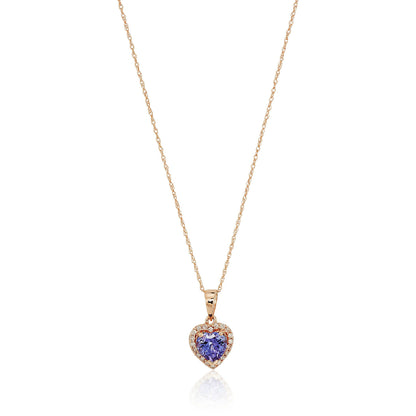 Gilded Lane 10K Gold Heart-Shaped Gem & Diamond Halo Pendant