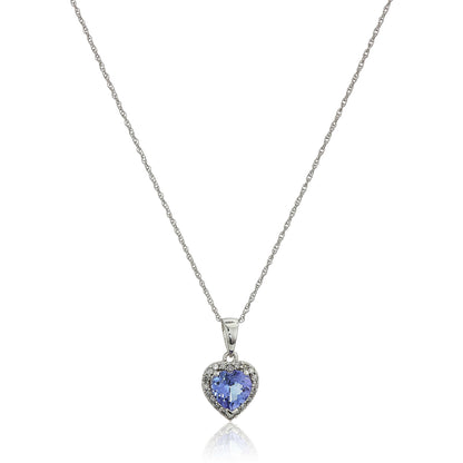 Gilded Lane 10K Gold Heart-Shaped Gem & Diamond Halo Pendant