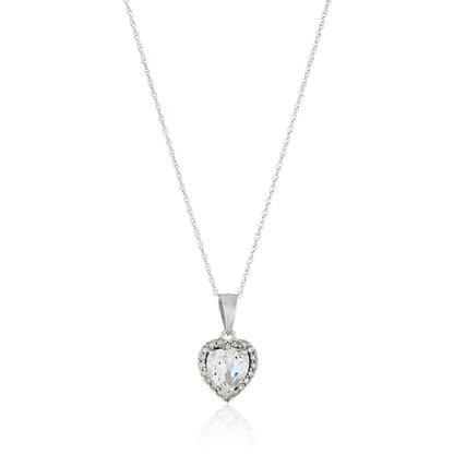 Gilded Lane 10K Gold Heart-Shaped Gem & Diamond Halo Pendant