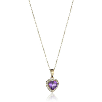 Gilded Lane 10K Gold Heart-Shaped Gem & Diamond Halo Pendant