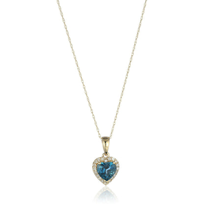 Gilded Lane 10K Gold Heart-Shaped Gem & Diamond Halo Pendant