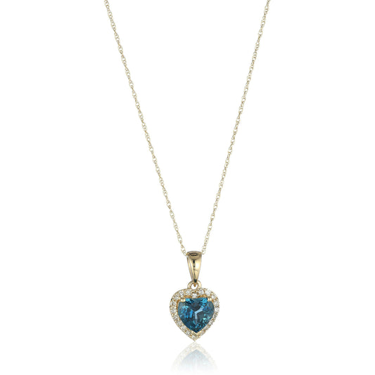 Gilded Lane 10K Gold Heart-Shaped Gem & Diamond Halo Pendant
