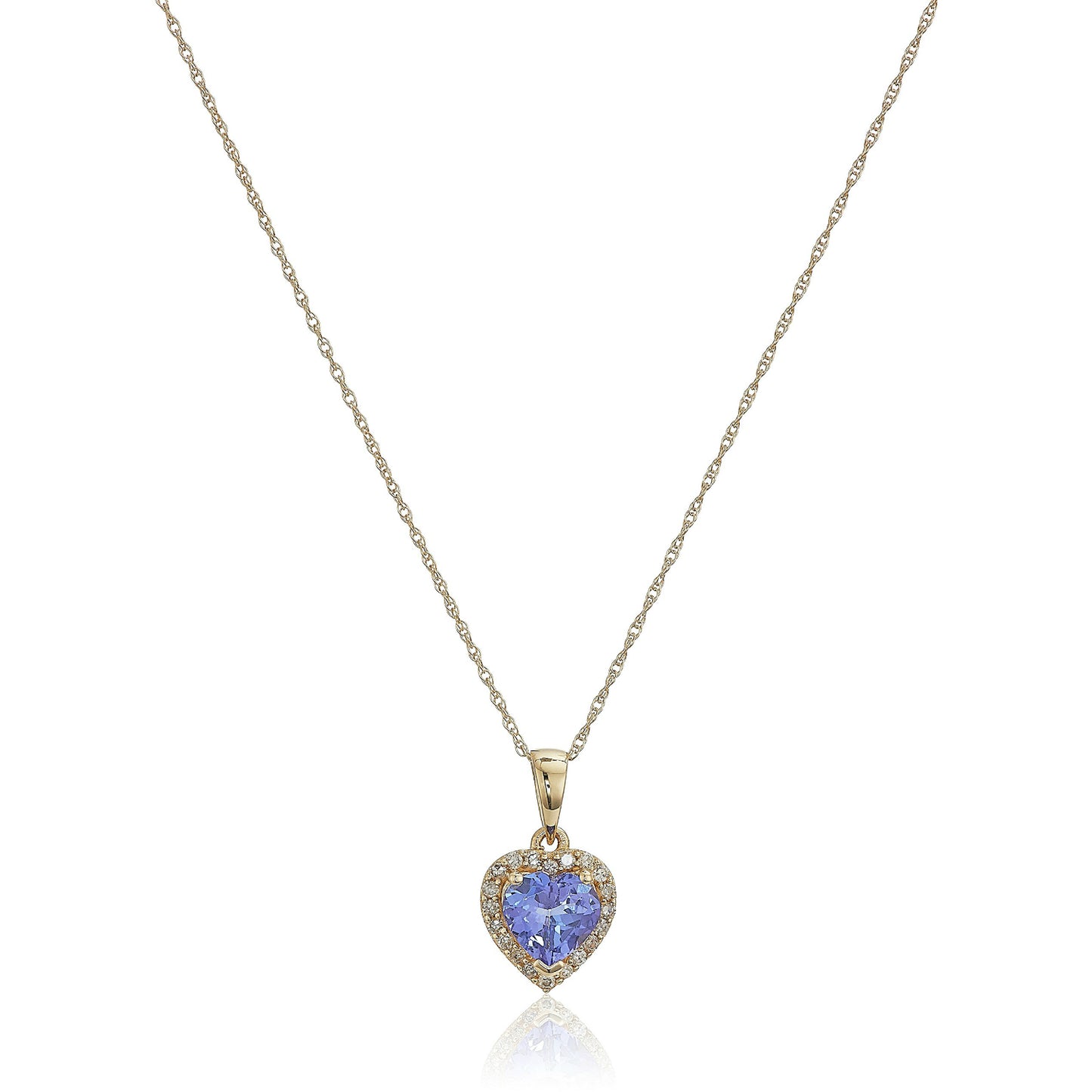 Gilded Lane 10K Gold Heart-Shaped Gem & Diamond Halo Pendant