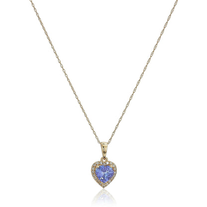 Gilded Lane 10K Gold Heart-Shaped Gem & Diamond Halo Pendant