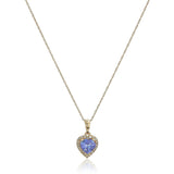 Gilded Lane 10K Gold Heart-Shaped Gem & Diamond Halo Pendant