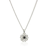 Gem Treasures Sterling Silver Black Spinel Flower Pendant with Chain