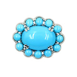Sterling Silver 14x10mm Sleeping Beauty Turquoise Halo Pendant with Chain