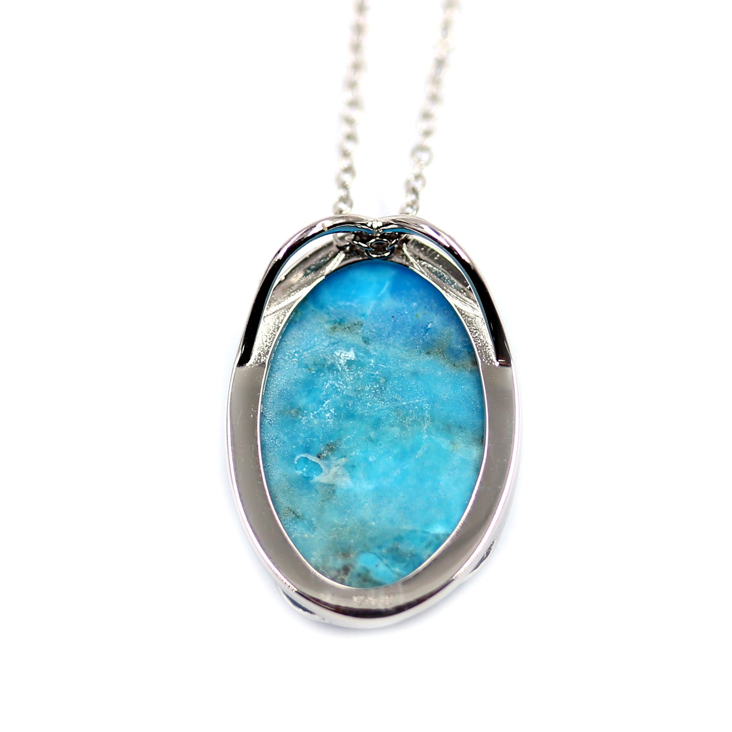 Sterling Silver 18x13mm Mohave Turquoise Oval Solitaire Pendant