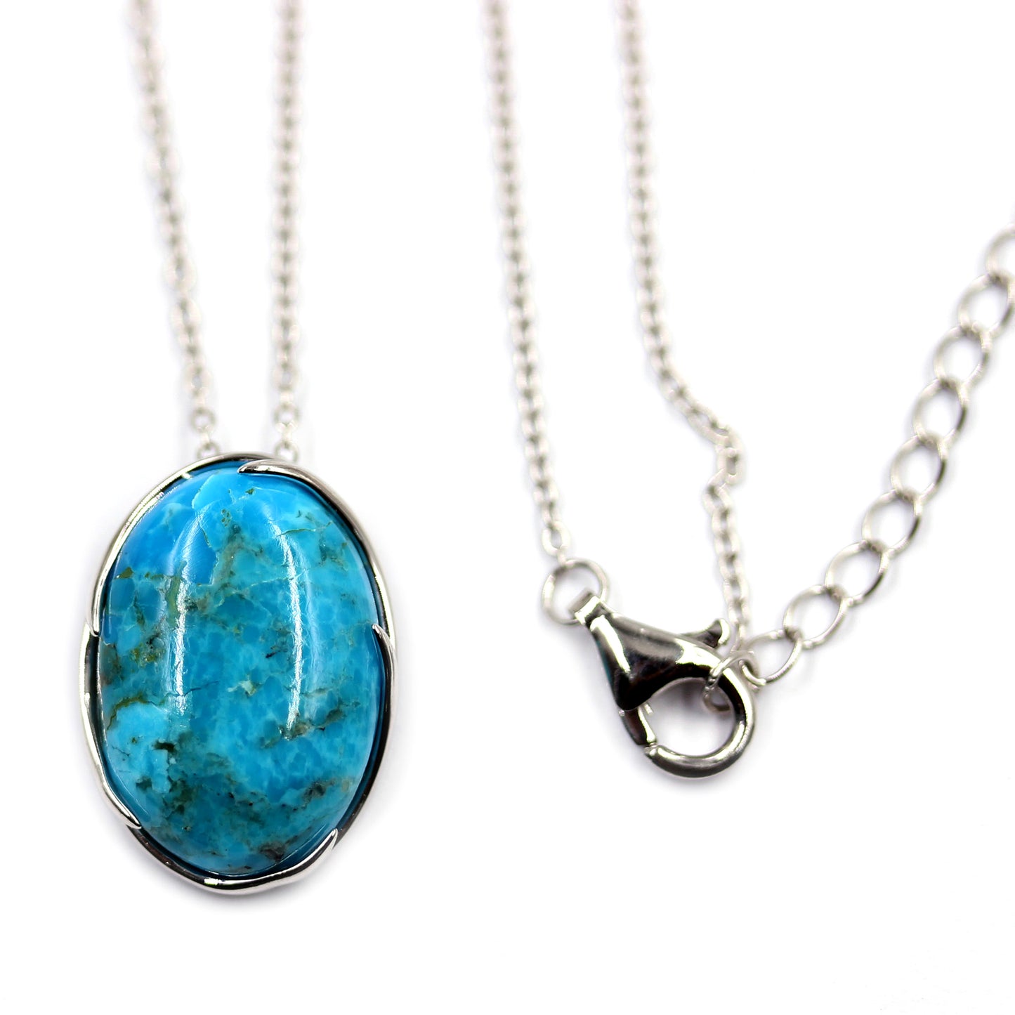 Sterling Silver 18x13mm Mohave Turquoise Oval Solitaire Pendant