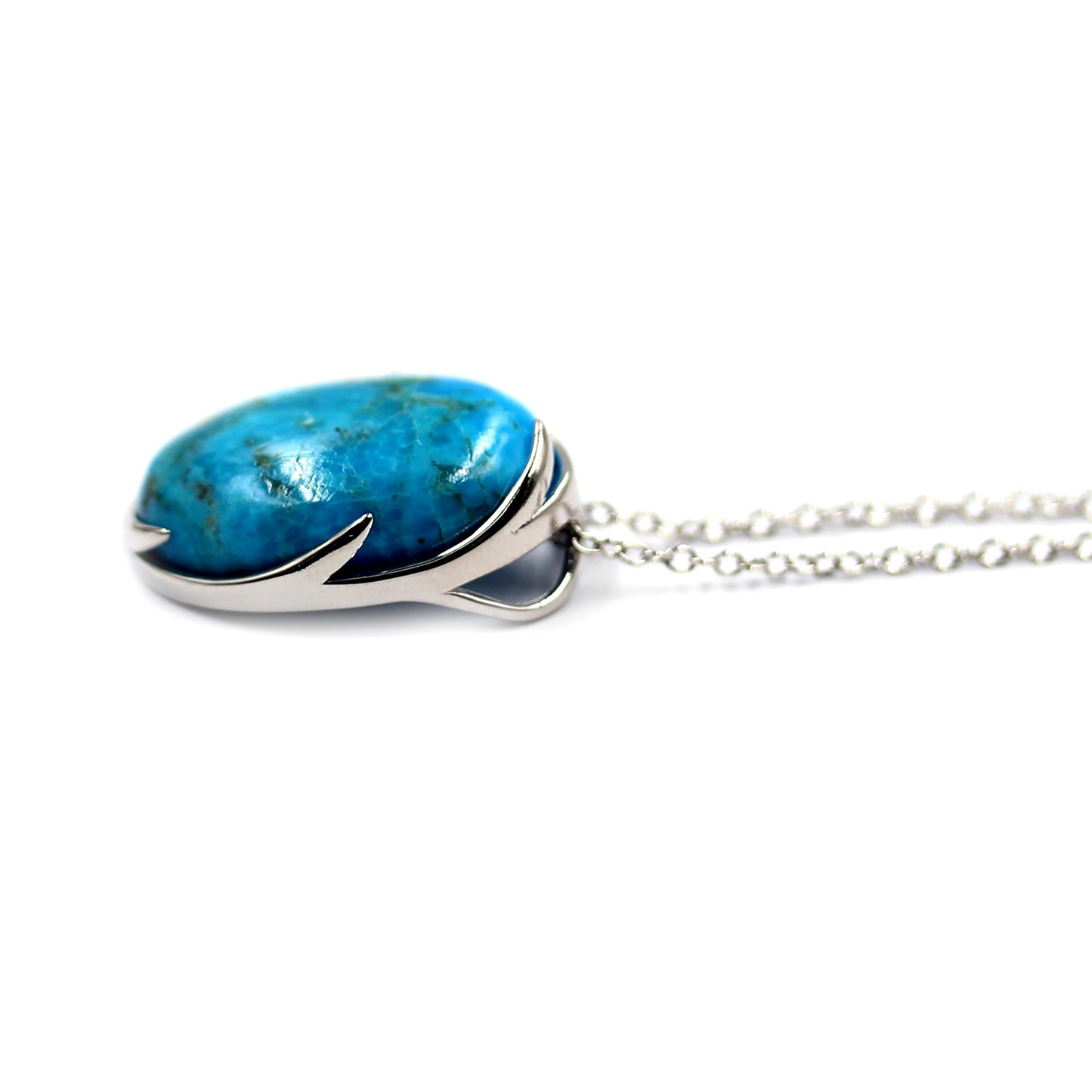Sterling Silver 18x13mm Mohave Turquoise Oval Solitaire Pendant