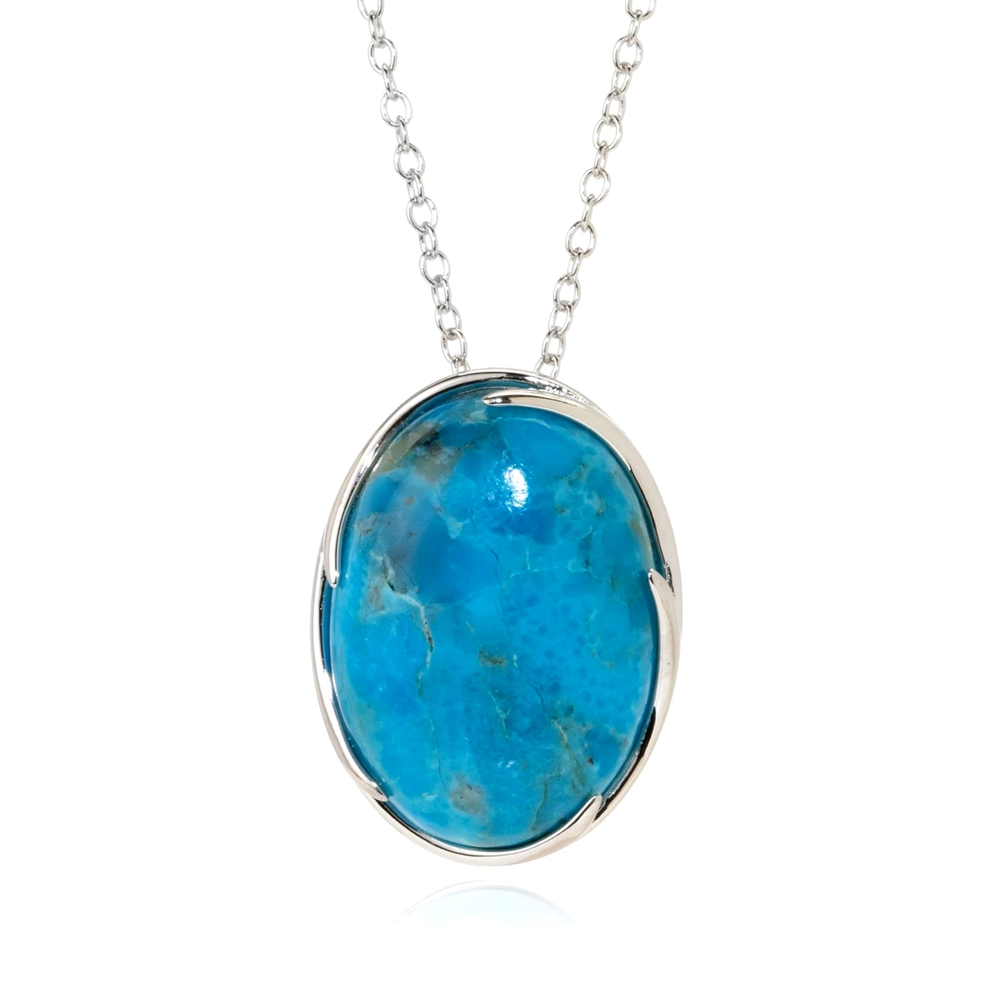 Sterling Silver 18x13mm Mohave Turquoise Oval Solitaire Pendant