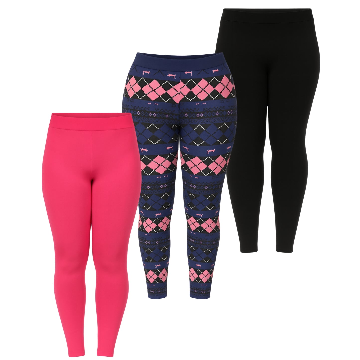 White Mark Women's Set of 3 Holiday Printed Leggings