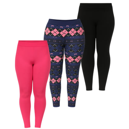 White Mark Women's Set of 3 Holiday Printed Leggings