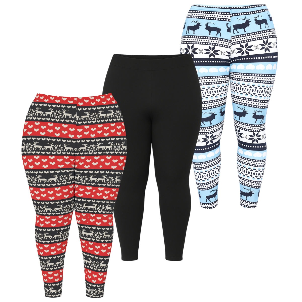 White Mark Women's Set of 3 Holiday Printed Leggings