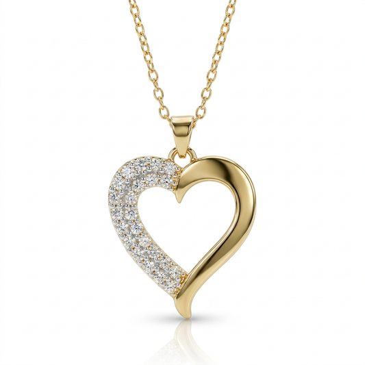 10K Gold 0.25ctw Diamond Heart Pendant with Chain