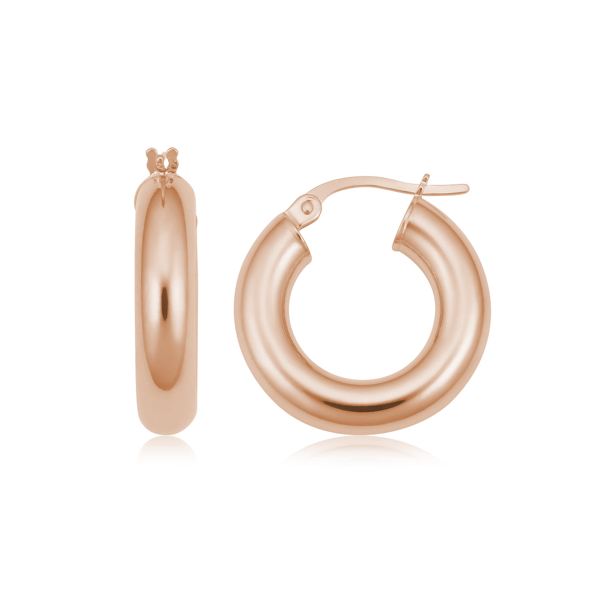 14K Italian Gold Round Polished Hoop Earrings