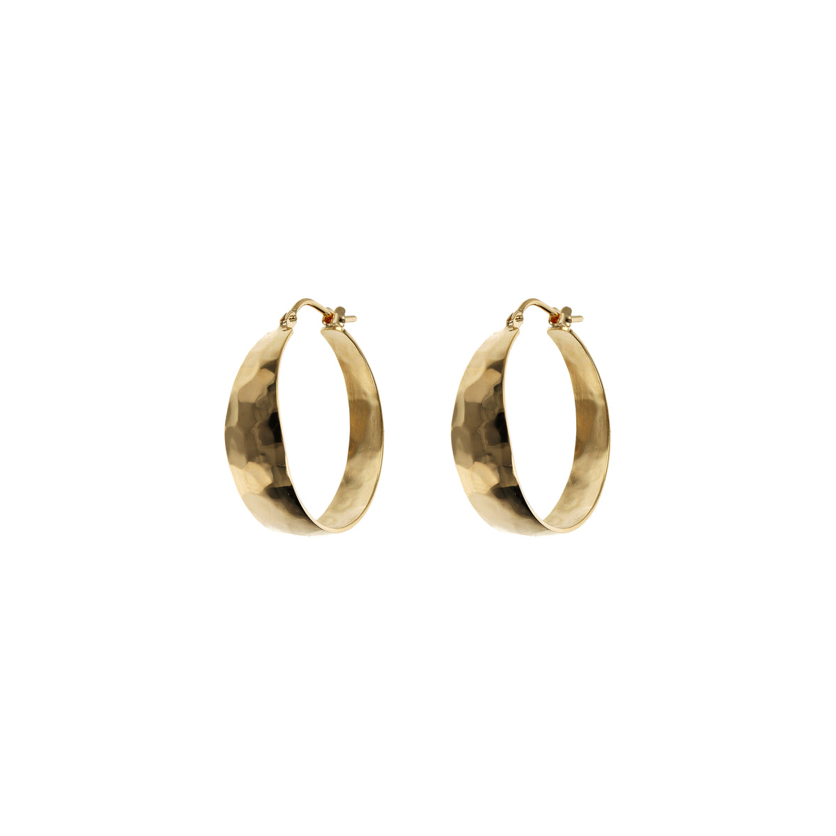 Toscana Italiana 18K Gold Plated Hammered Graduated Hoop Earrings