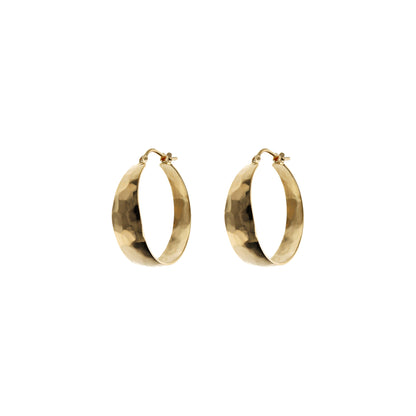Toscana Italiana 18K Gold Plated Hammered Graduated Hoop Earrings