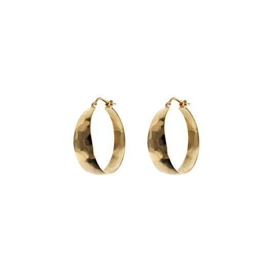 Toscana Italiana 18K Gold Plated Hammered Graduated Hoop Earrings