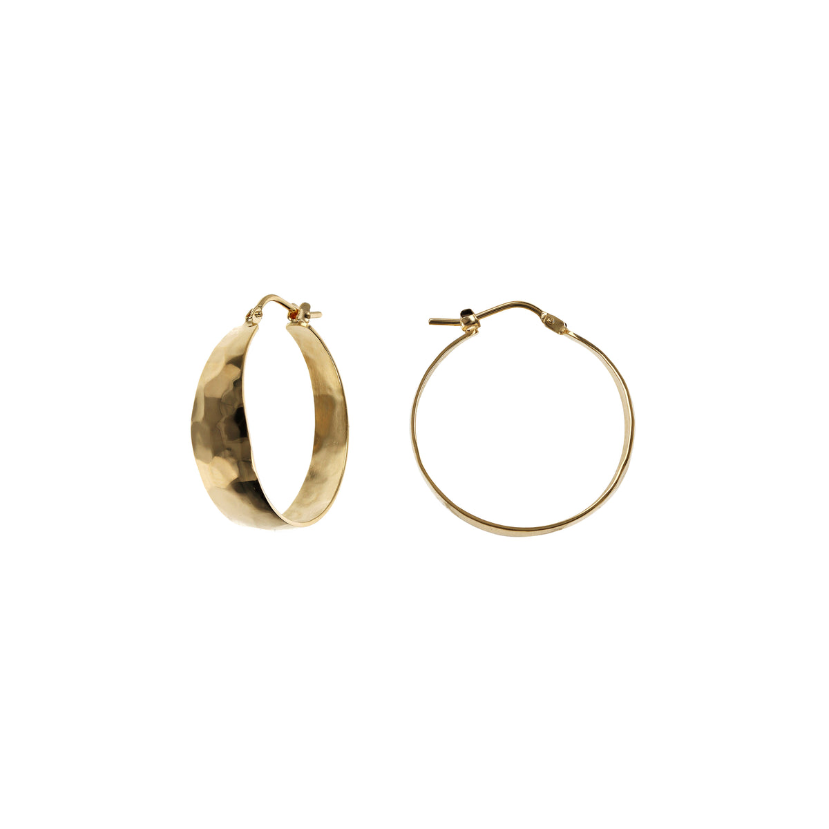 Toscana Italiana 18K Gold Plated Hammered Graduated Hoop Earrings