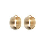 Toscana Italiana 18K Gold Plated Satin Finish Domed Hoop Earrings