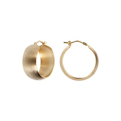 Toscana Italiana 18K Gold Plated Satin Finish Domed Hoop Earrings