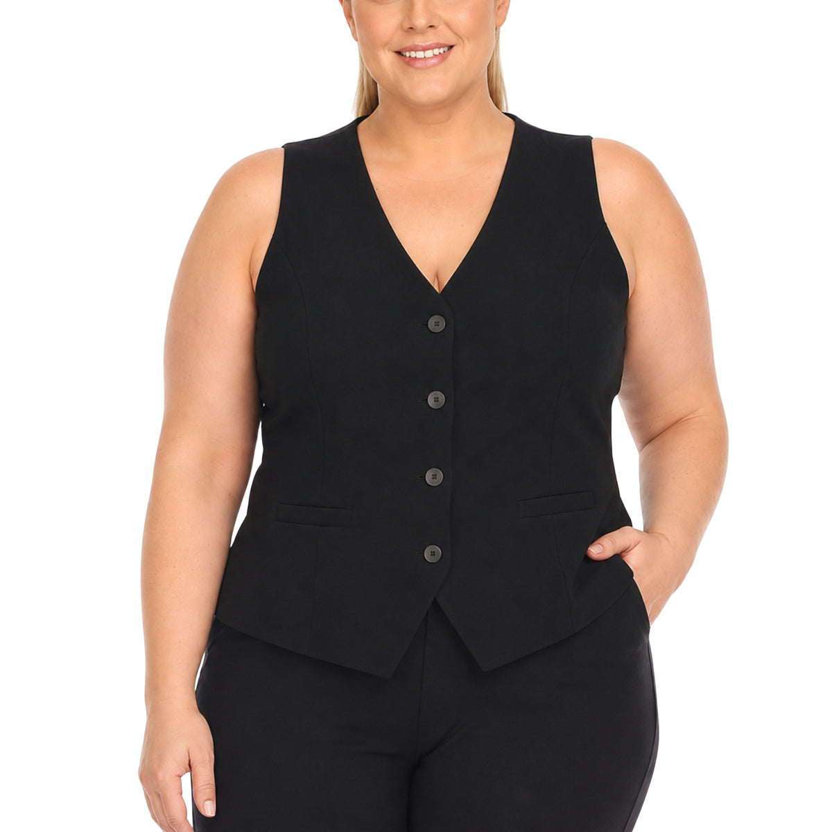 White Mark Women's Tailored Button Front Vest