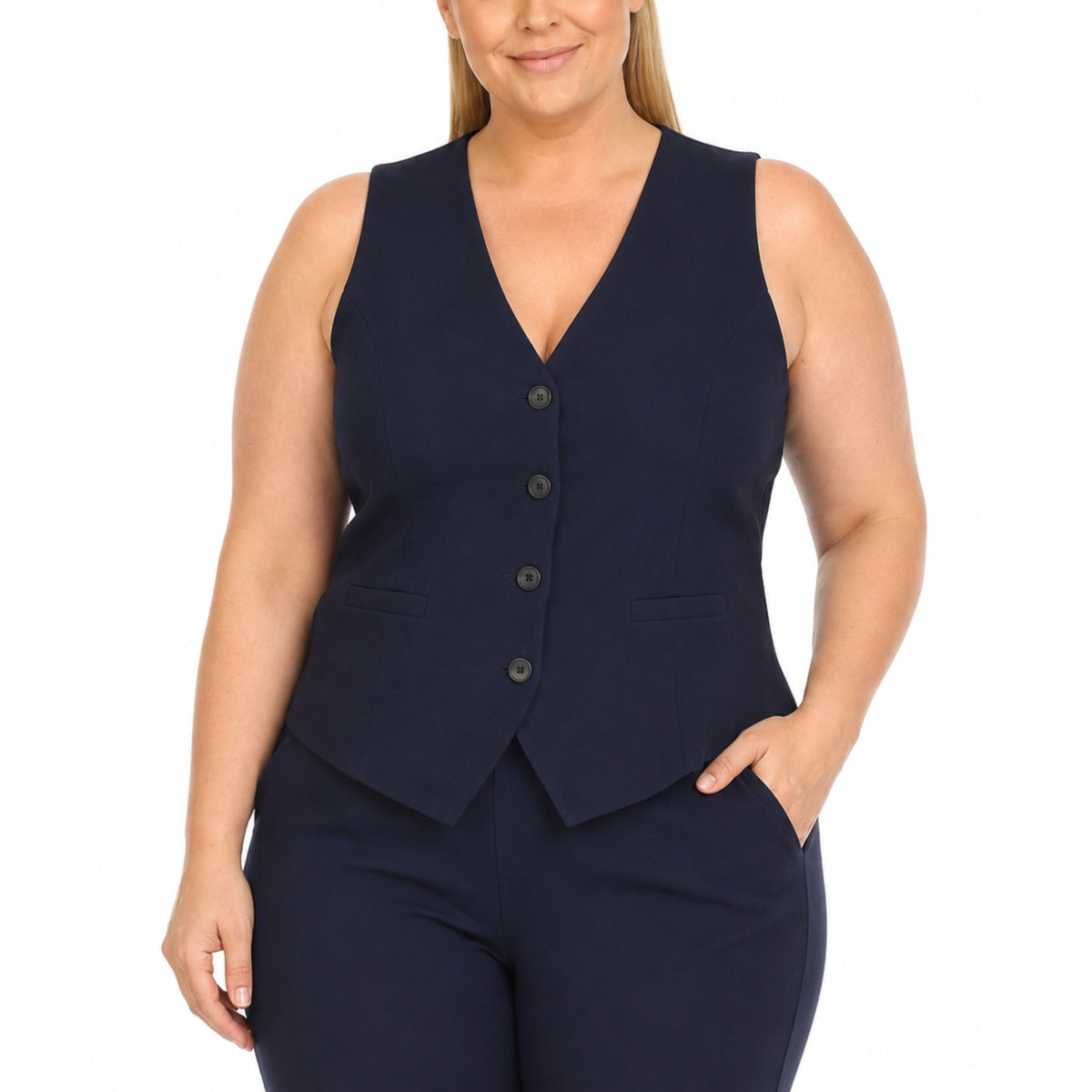 White Mark Women's Tailored Button Front Vest