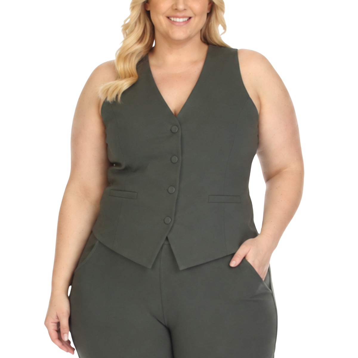White Mark Women's Tailored Button Front Vest