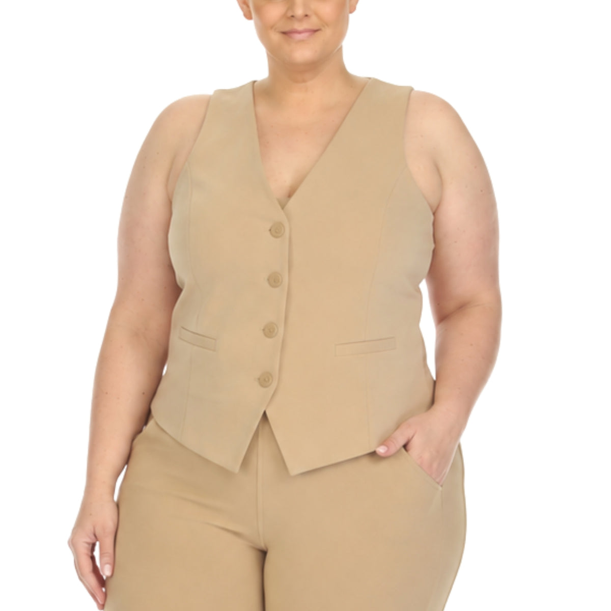 White Mark Women's Tailored Button Front Vest