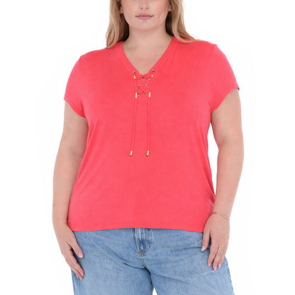 White Mark Women’s V-Neck Front Tie Pullover Top