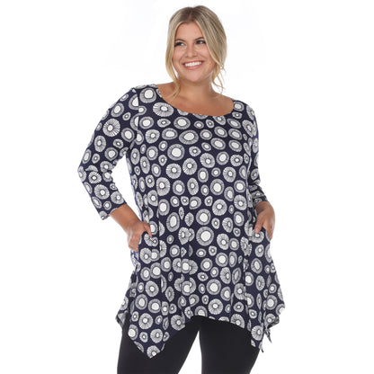 White Mark Women's Printed Geometric Circle Tunic Top