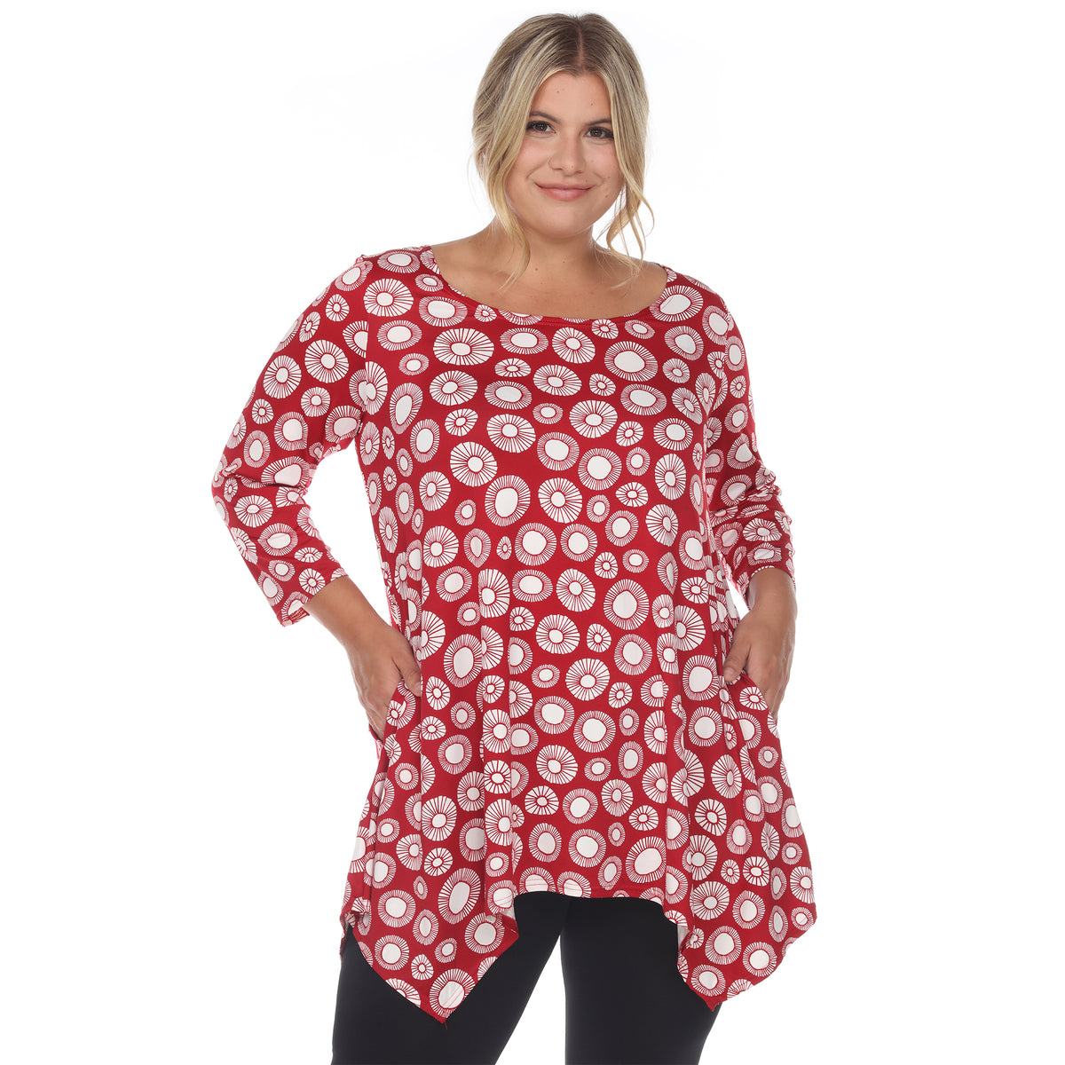 White Mark Women's Printed Geometric Circle Tunic Top