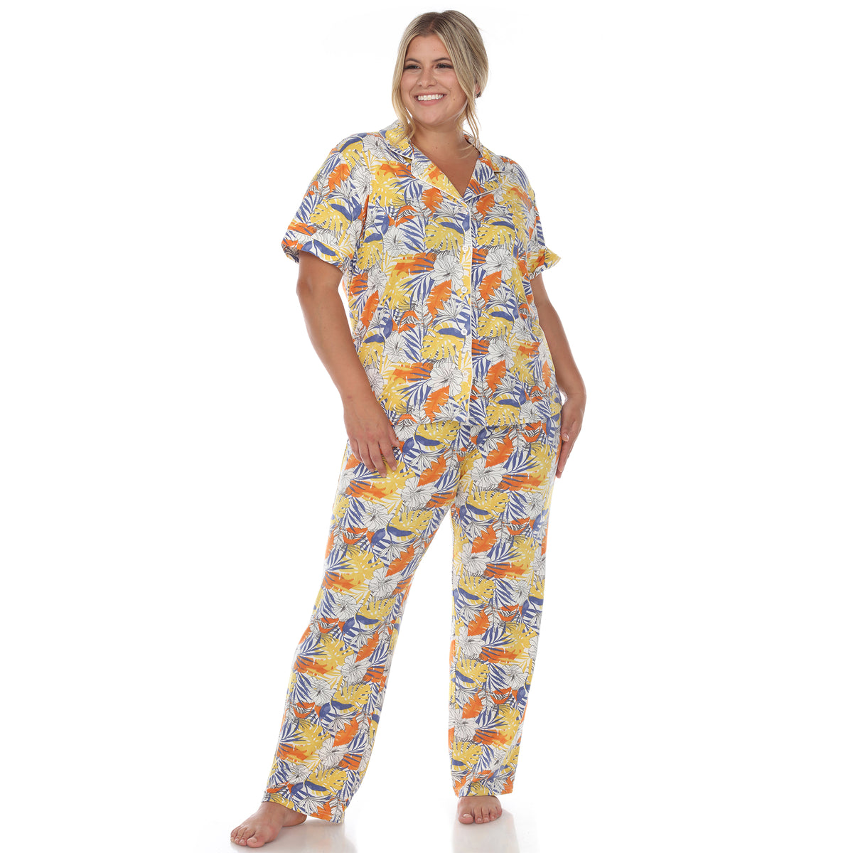 White Mark Women's Tropical Print Pajama Set