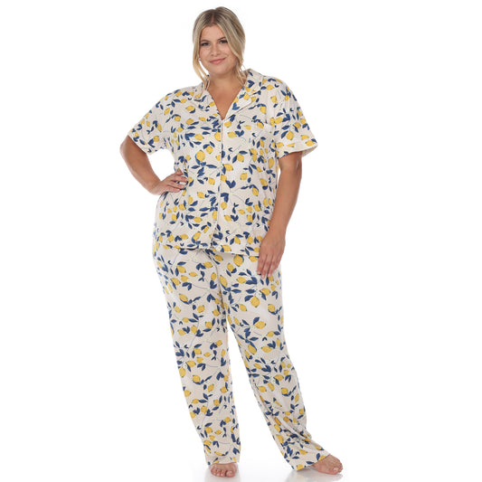 White Mark Women's Tropical Print Pajama Set