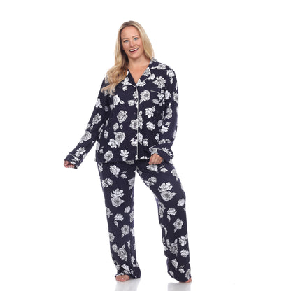 White Mark Women's Long-Sleeve Floral Pajama Set