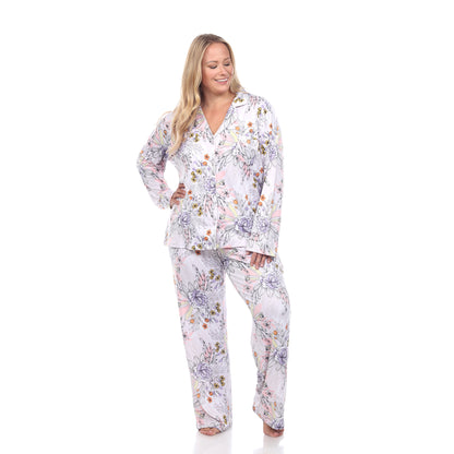 White Mark Women's Long-Sleeve Floral Pajama Set