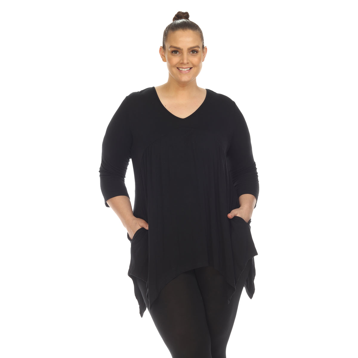 White Mark Women's Empire Waist Four Point Hem Tunic Top