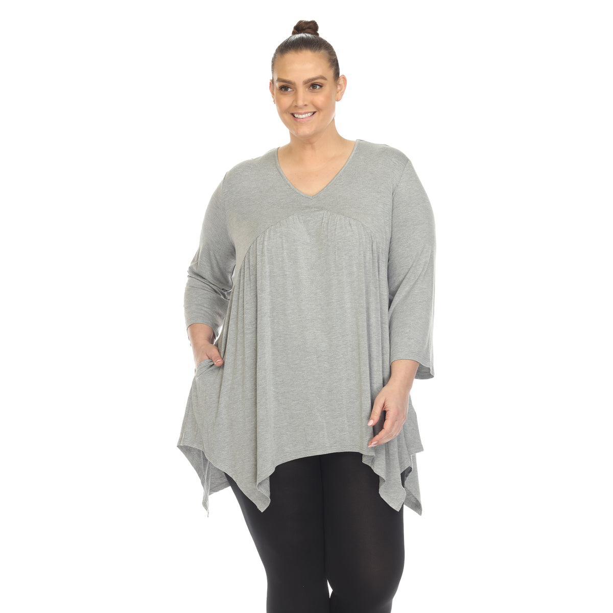 White Mark Women's Empire Waist Four Point Hem Tunic Top