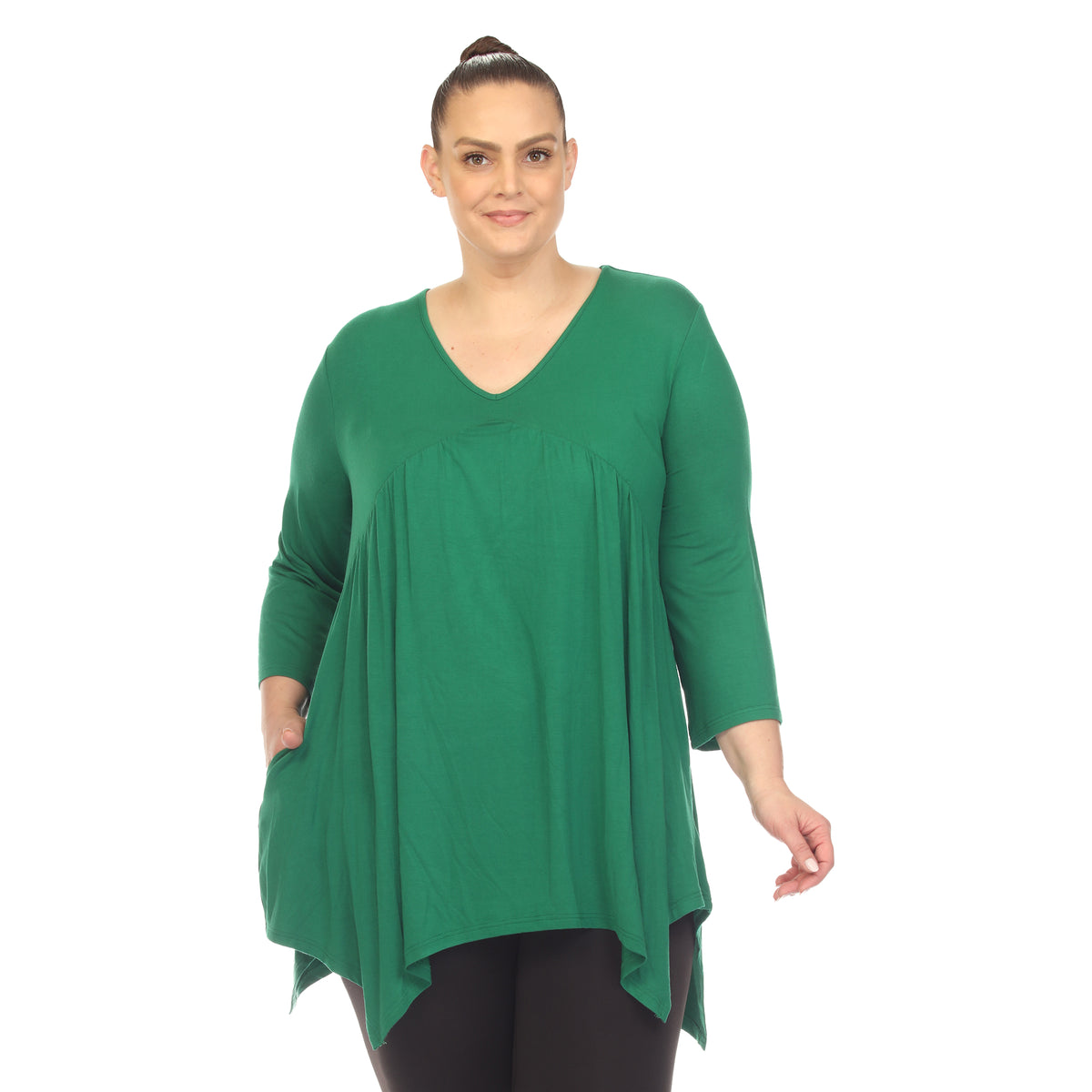 White Mark Women's Empire Waist Four Point Hem Tunic Top