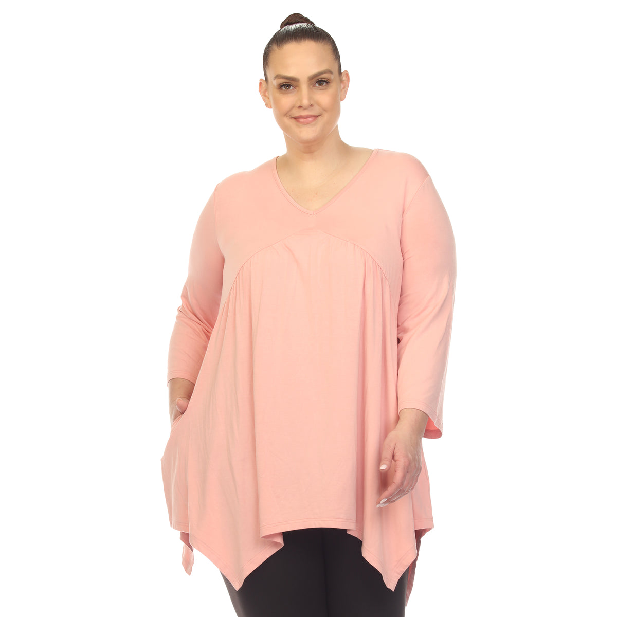 White Mark Women's Empire Waist Four Point Hem Tunic Top